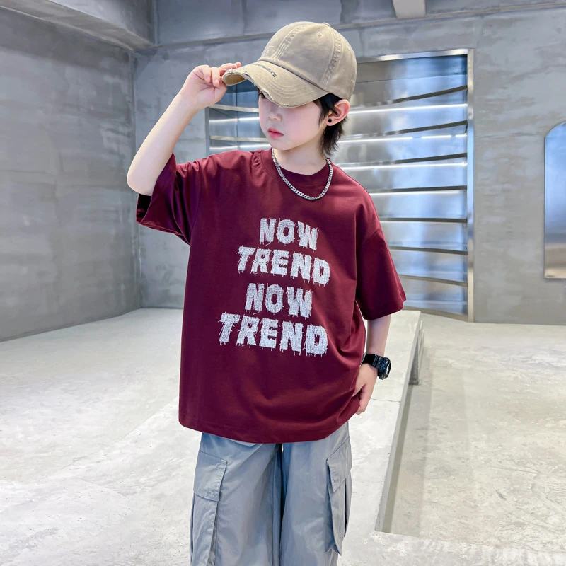 男大童夏装索罗娜冰感短袖T恤2025新款儿童男孩夏季潮牌半袖上衣