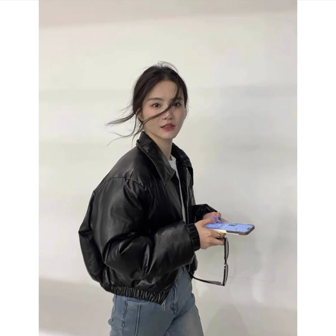 短款加厚时髦羽绒皮衣面包服外套