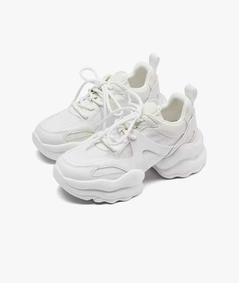 增高平底鞋女士时尚休闲鞋时尚厚底女款透气系带百搭夏季