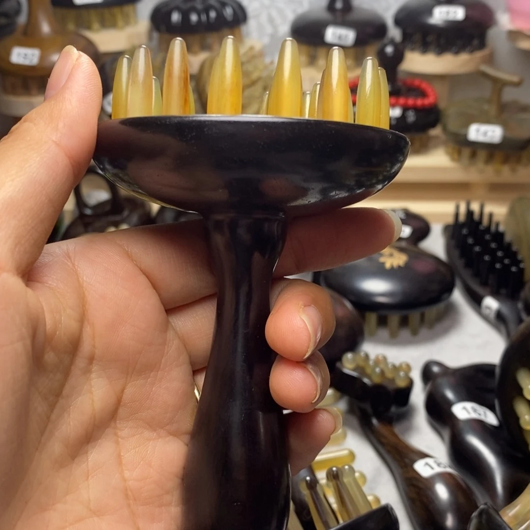 老料手柄坚齿羊角经络按摩梳