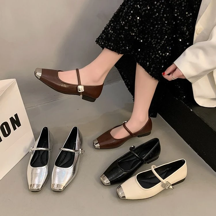 玛丽珍浅口单鞋女2025春季新款韩版方头法式仙女风软底豆豆鞋