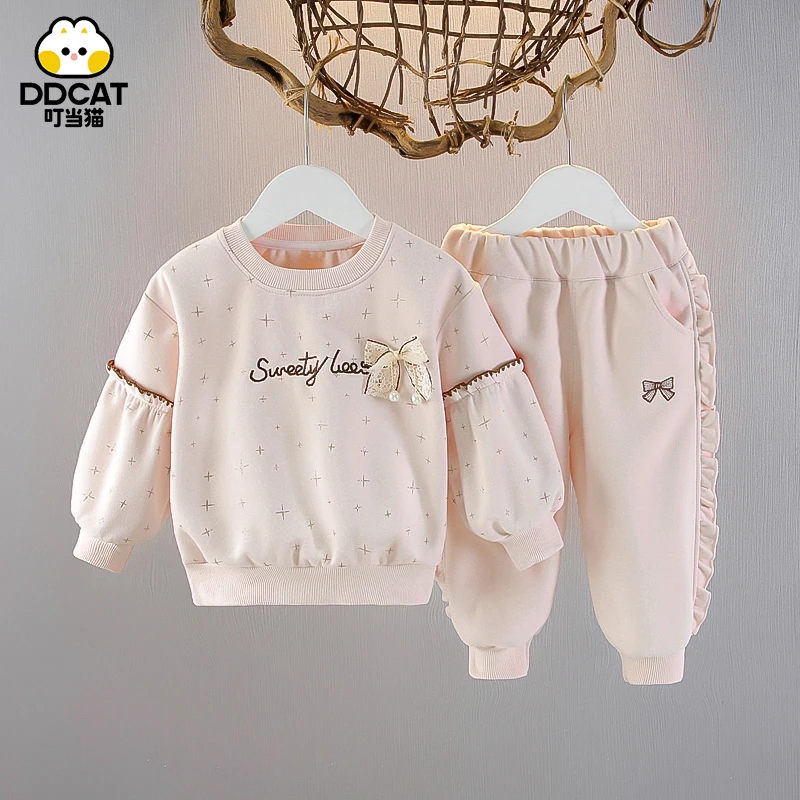 叮当猫女童春秋套装洋气儿童休闲两件套长袖秋装小童女宝宝童装潮