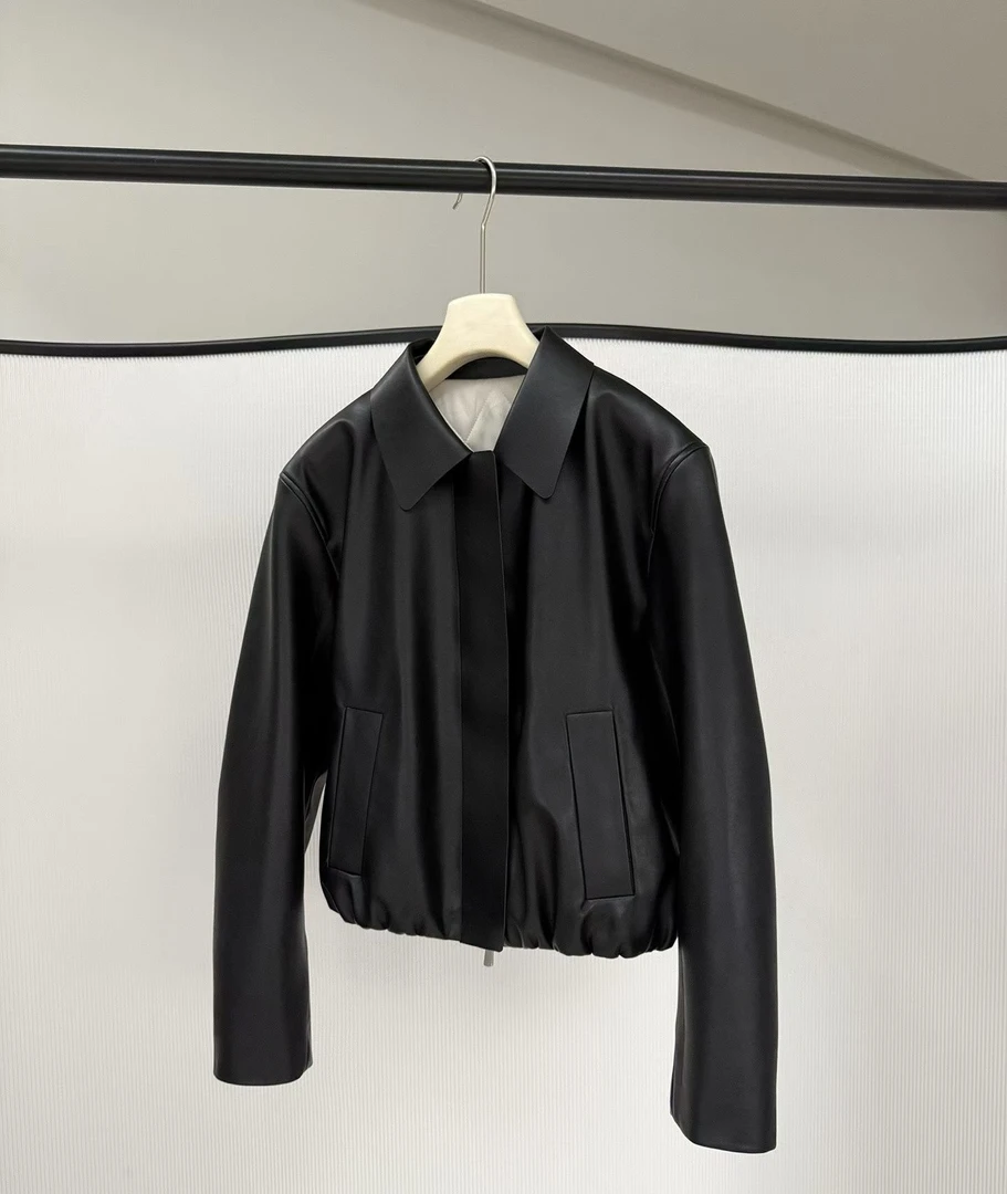 MOLEE 油边设计加棉皮夹克女秋冬季新款上衣