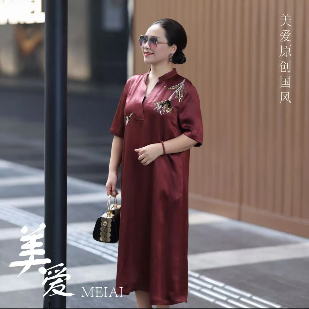 美爱《金枝玉叶》醋酸夏季新款中式风宽松美德美爱夫妇时装国风唐装