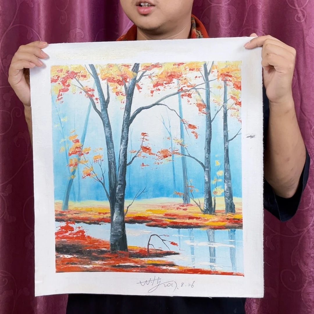 油画行路人小院绘画作品竞拍