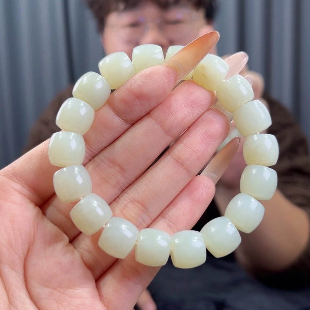 和田玉未镶嵌手串天然和田玉新疆且末高青白手串12微瑕