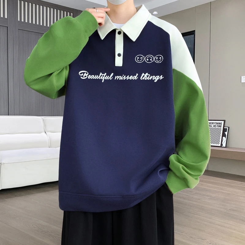 春秋季青少年卫衣男孩初中高中学生帅气长袖POLO衫大童男装上衣服