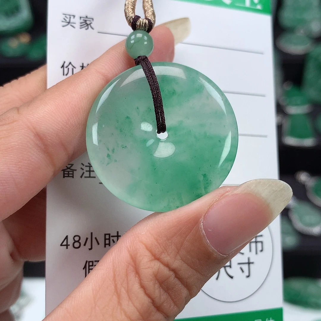 银S925镶嵌吊坠石英质玉（非洲翠）
