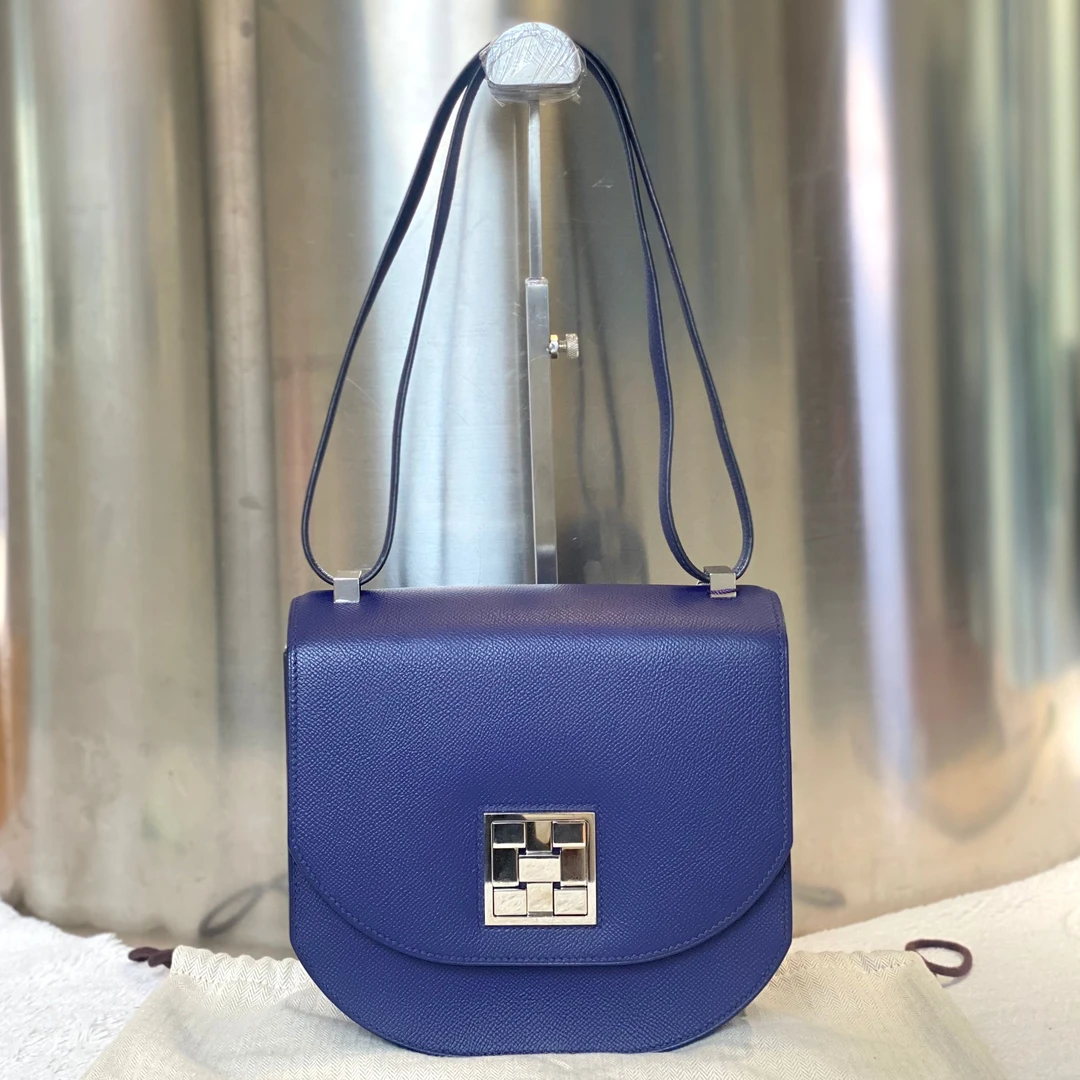 99新 Hermes/爱马仕 古有99新爱马仕蓝银马赛克单肩包6966