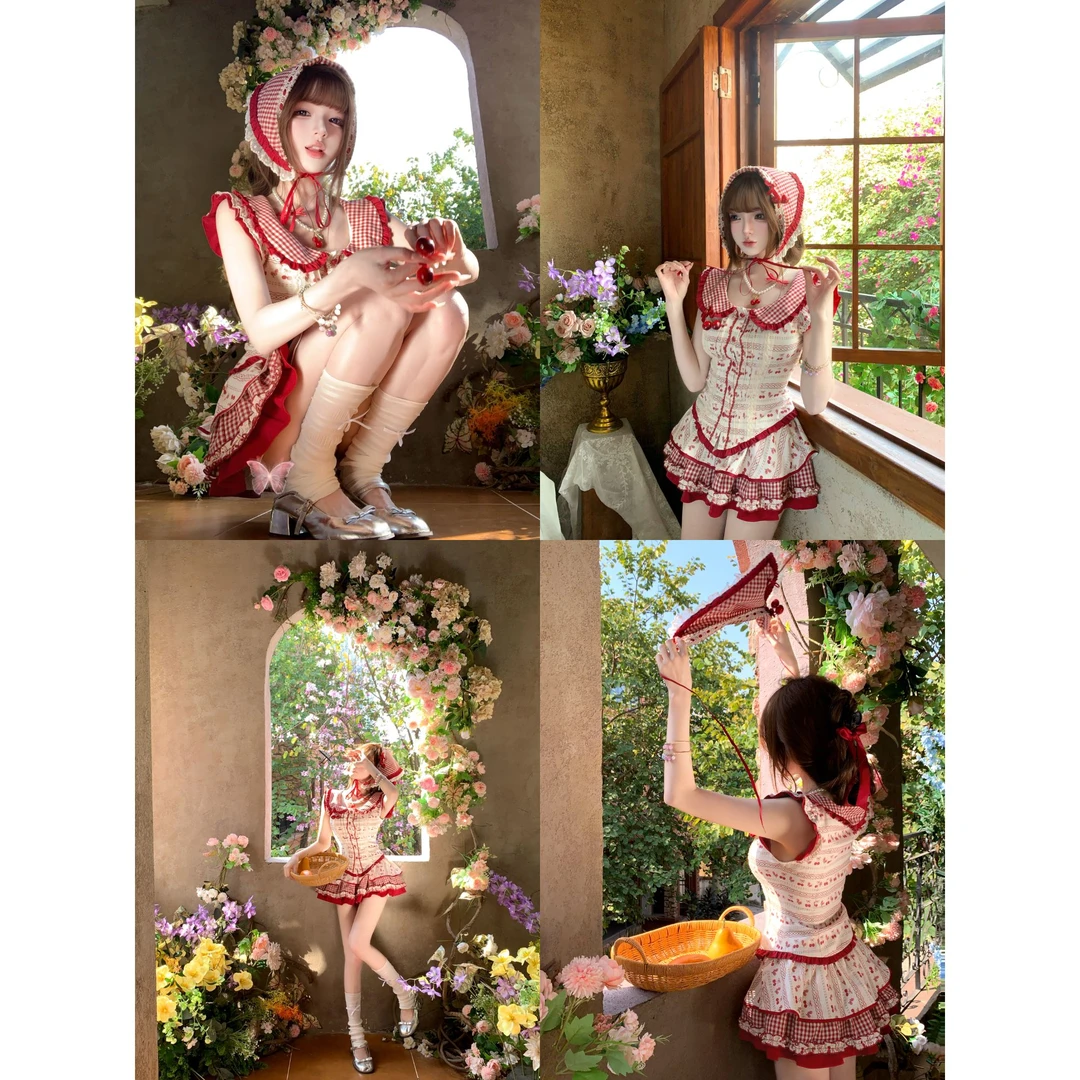 瑞茜·威瑟斯 小红帽 春夏新款可爱甜美风上衣半裙 R2625-1L