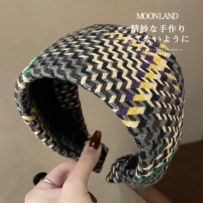 秋冬新款网红发箍高颅顶加厚毛呢发卡百搭洗脸压发头箍发捆头饰女