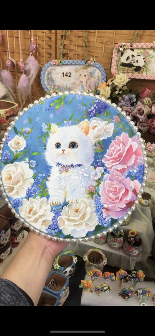 猫咪手绘转盘，多肉转盘，铝合金转盘，尺寸23.5。