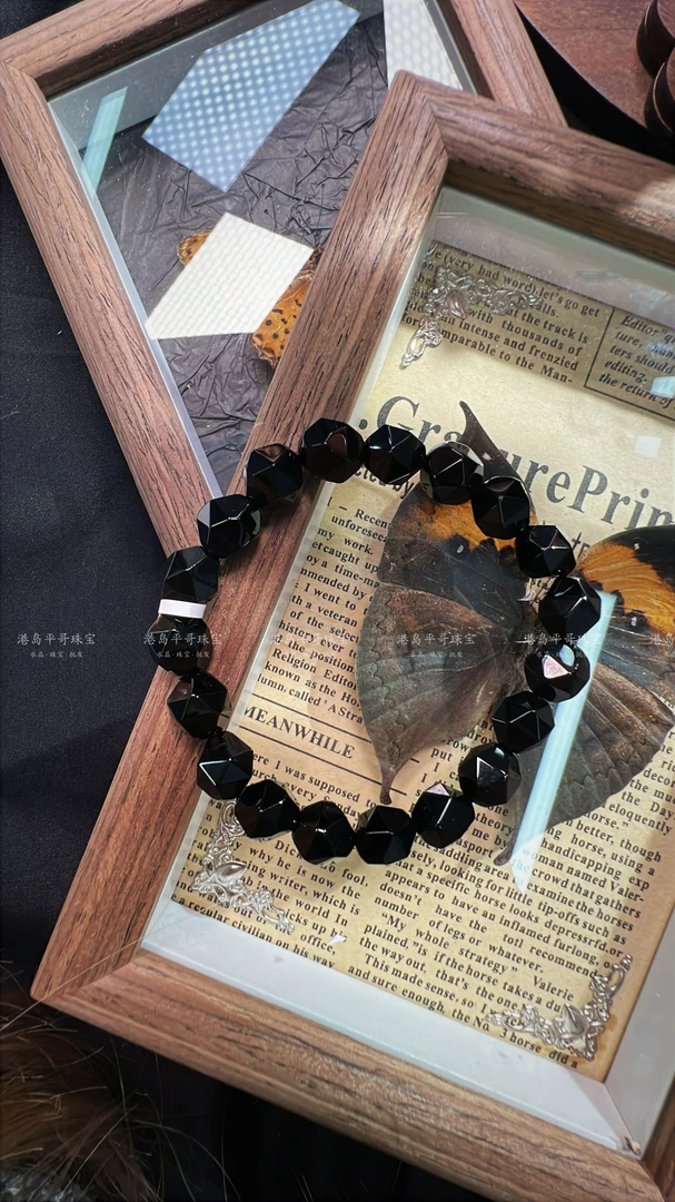 黑曜石钻切手串多样性发货发其一D4R8