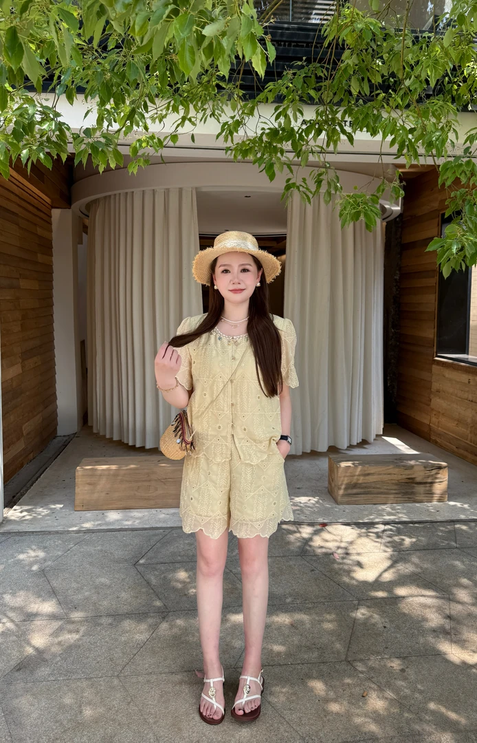 NANJIE/楠姐【风铃草】蕾丝气质时尚夏季上衣+半裙套装N2325