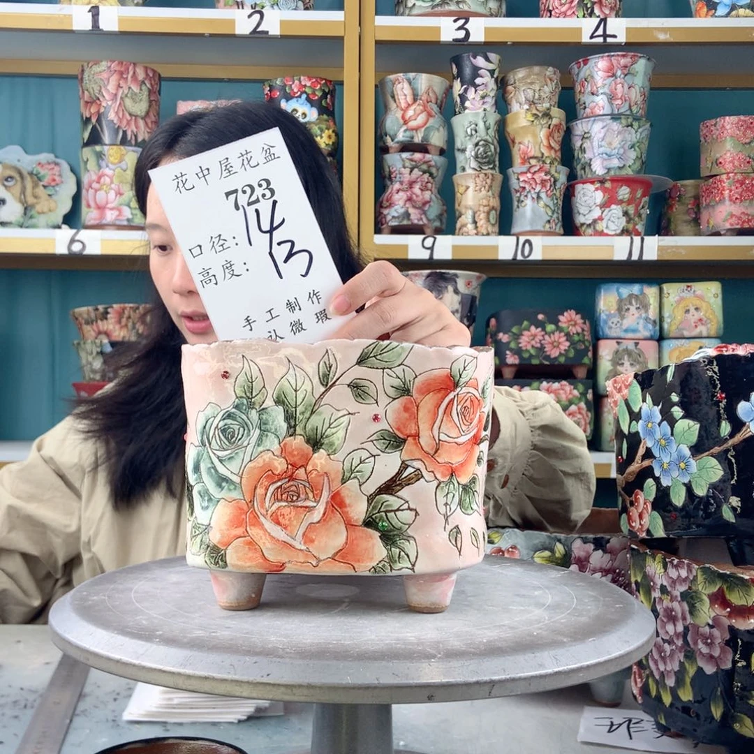 宝***伊景德镇手工花盆723