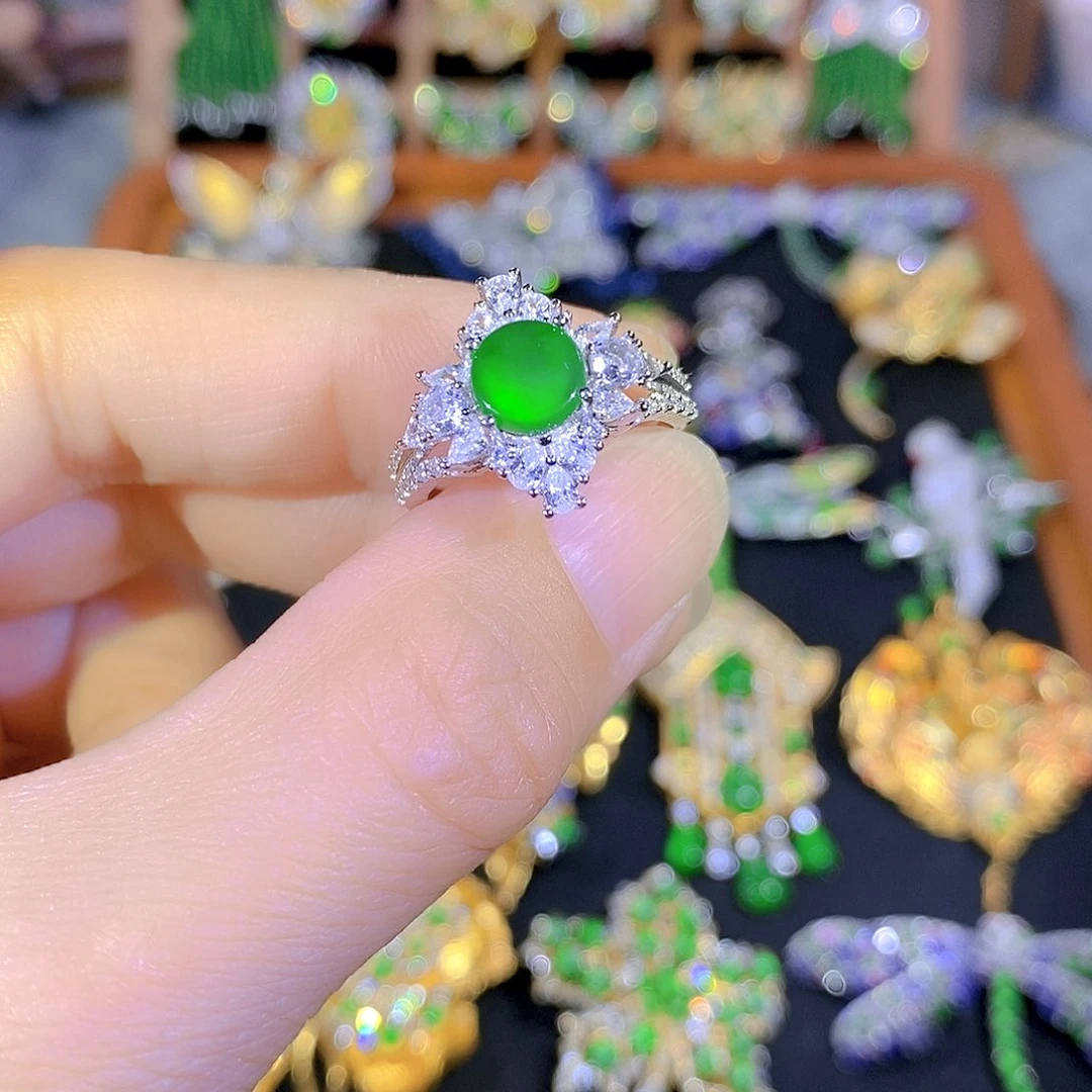 吊坠(不含链)银S925镶嵌翡翠