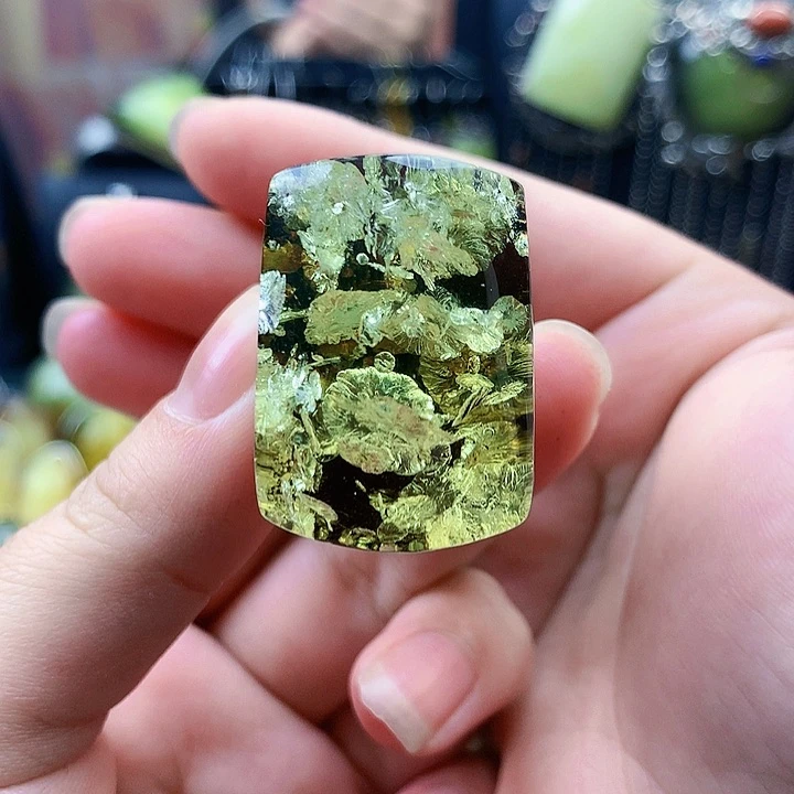 琥珀裸石银S925镶嵌冷**境戒指