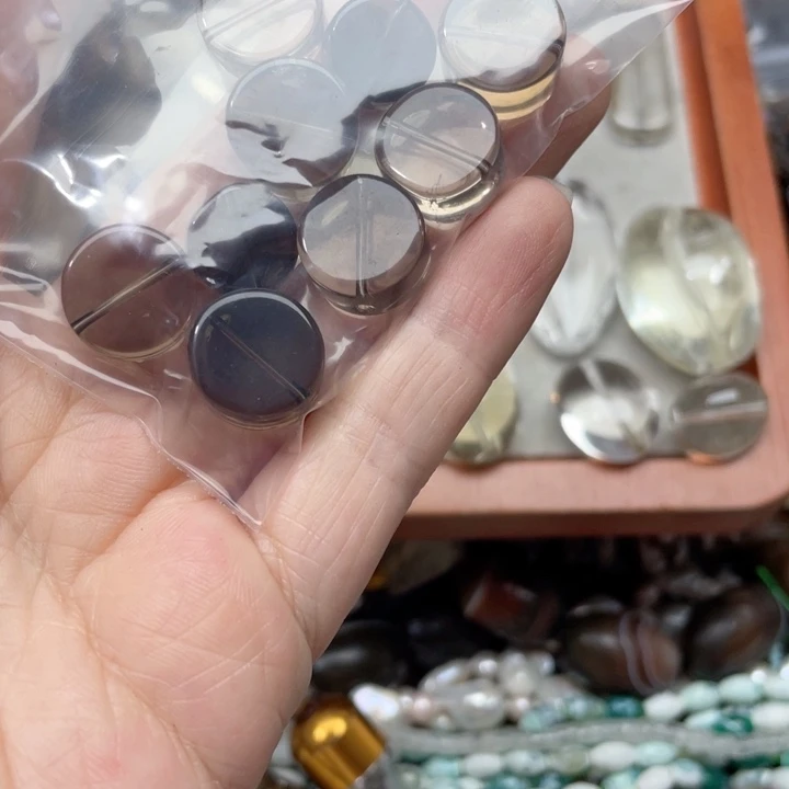玛瑙/玉髓合金珠宝半成品墟*打包8颗茶晶