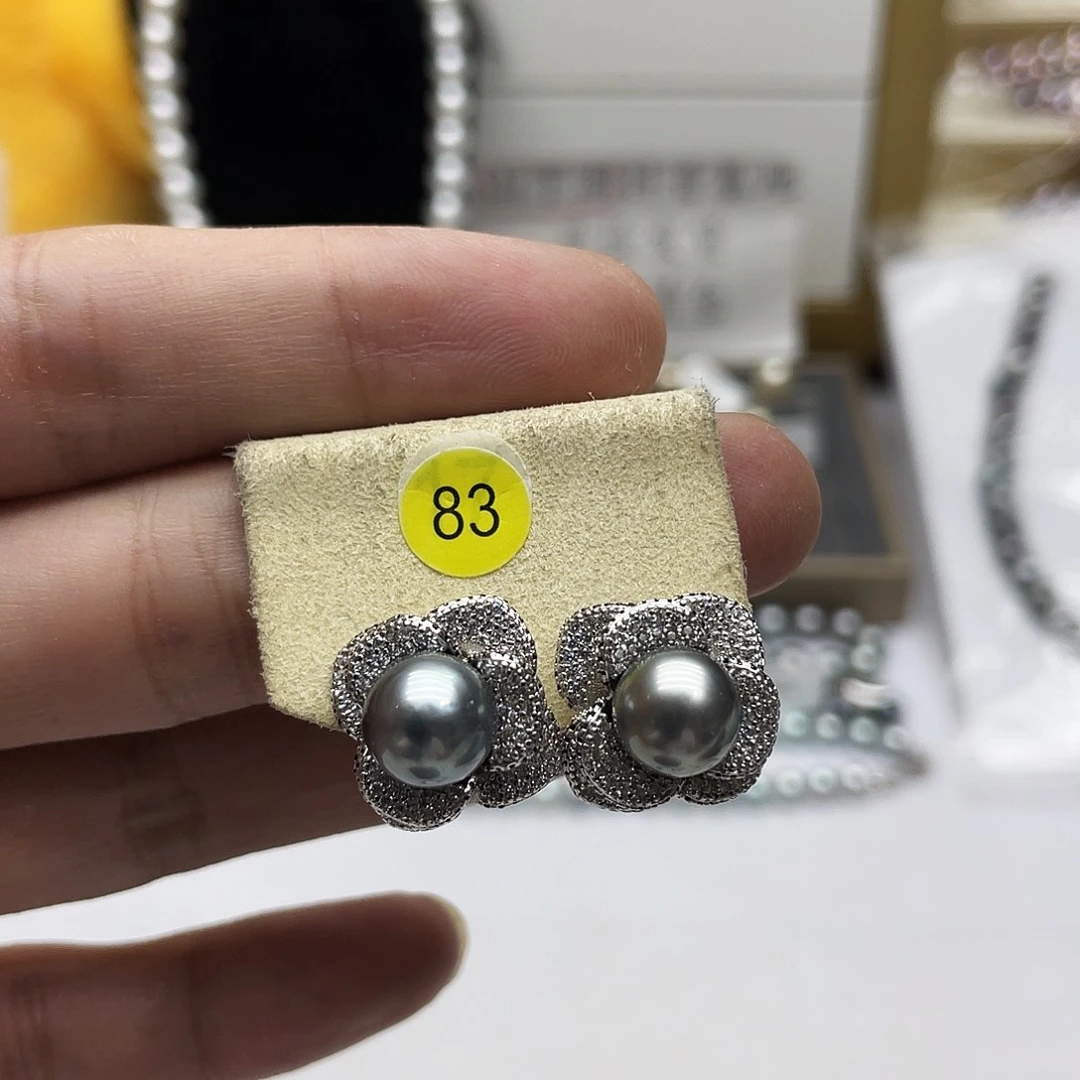 银S925镶嵌海水珍珠耳饰