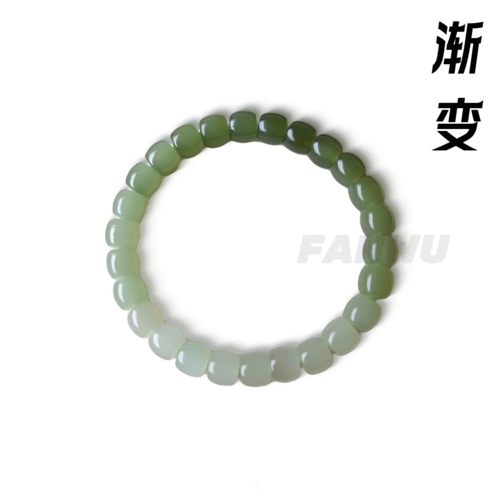 梵物｜直切渐变和田玉手串单圈精品珠宝文玩天然原矿手工精选手串