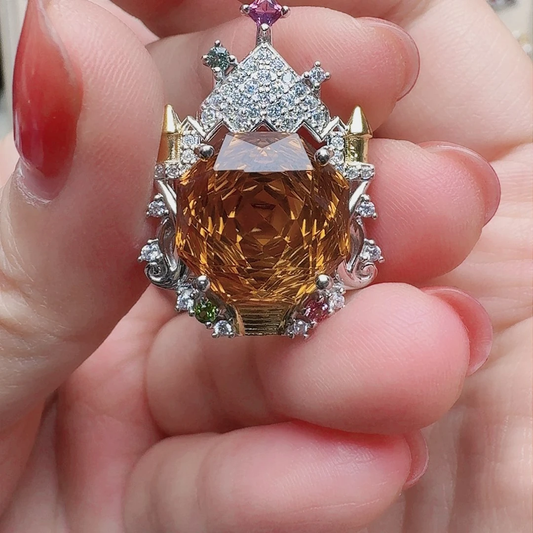 水晶吊坠(不含链)银S925镶嵌吊坠