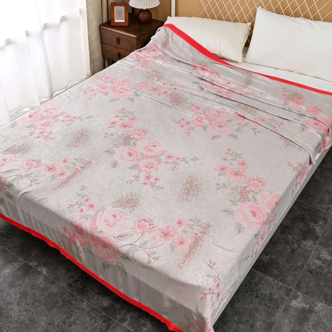 粉色花悠然--150*200竹纤维冷感毯