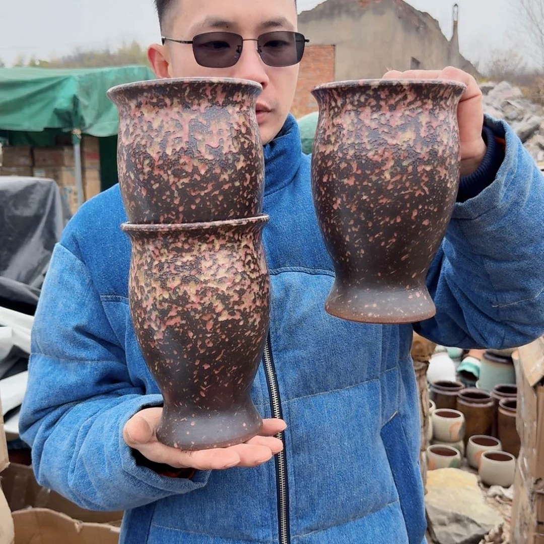 紫砂摆件口13高20（三个美人鱼红色