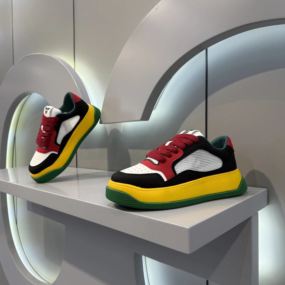 男鞋2025时尚爆款舒适透气休闲百搭网面鞋厚底低帮男士增高潮鞋