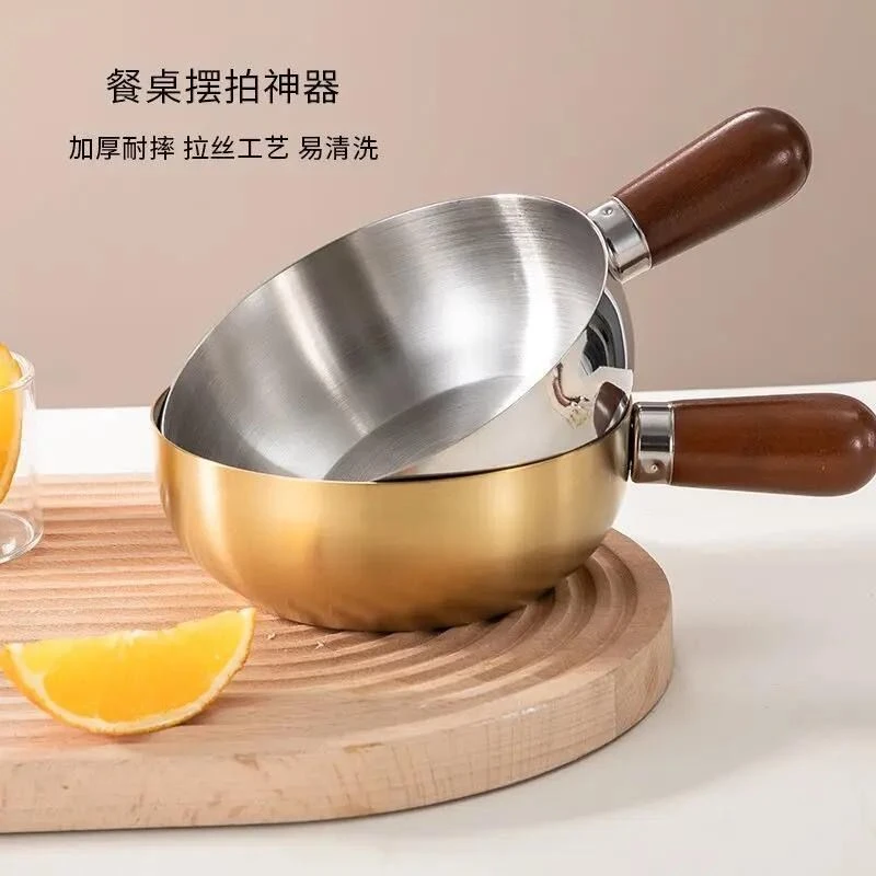 特厚食品级泡面碗热油锅沙拉碗不锈钢长柄家用耐高温多功能烹饪