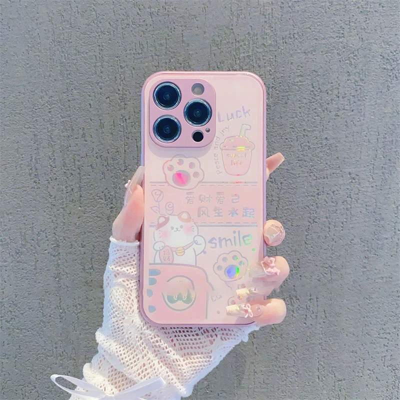 液态金属招财猫适用于苹果16手机壳iphone15华为op小米vivo防摔女