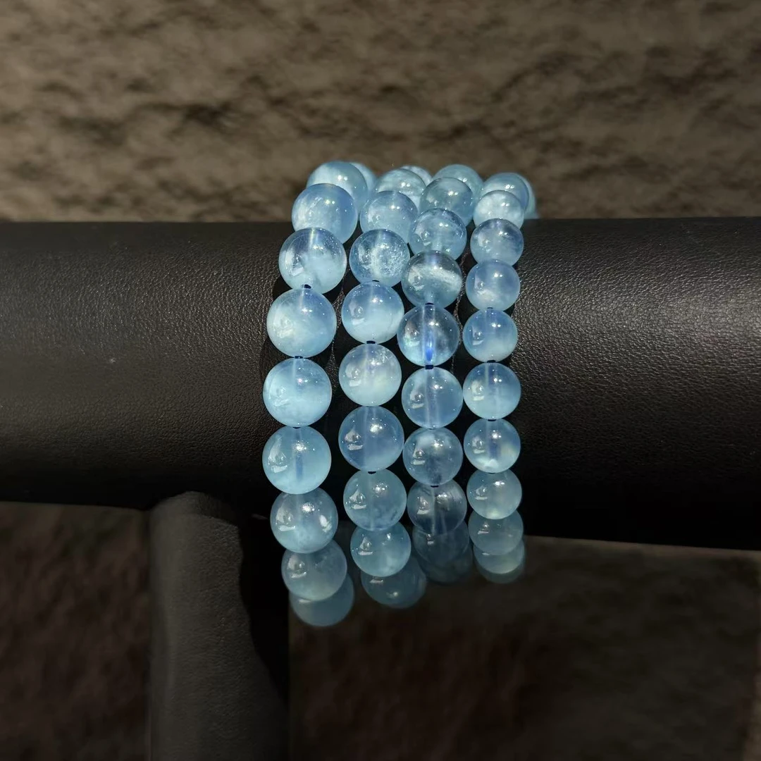 培育海蓝宝石浓郁色半盆蓝天白云海蓝宝L101手链手串多样性发一