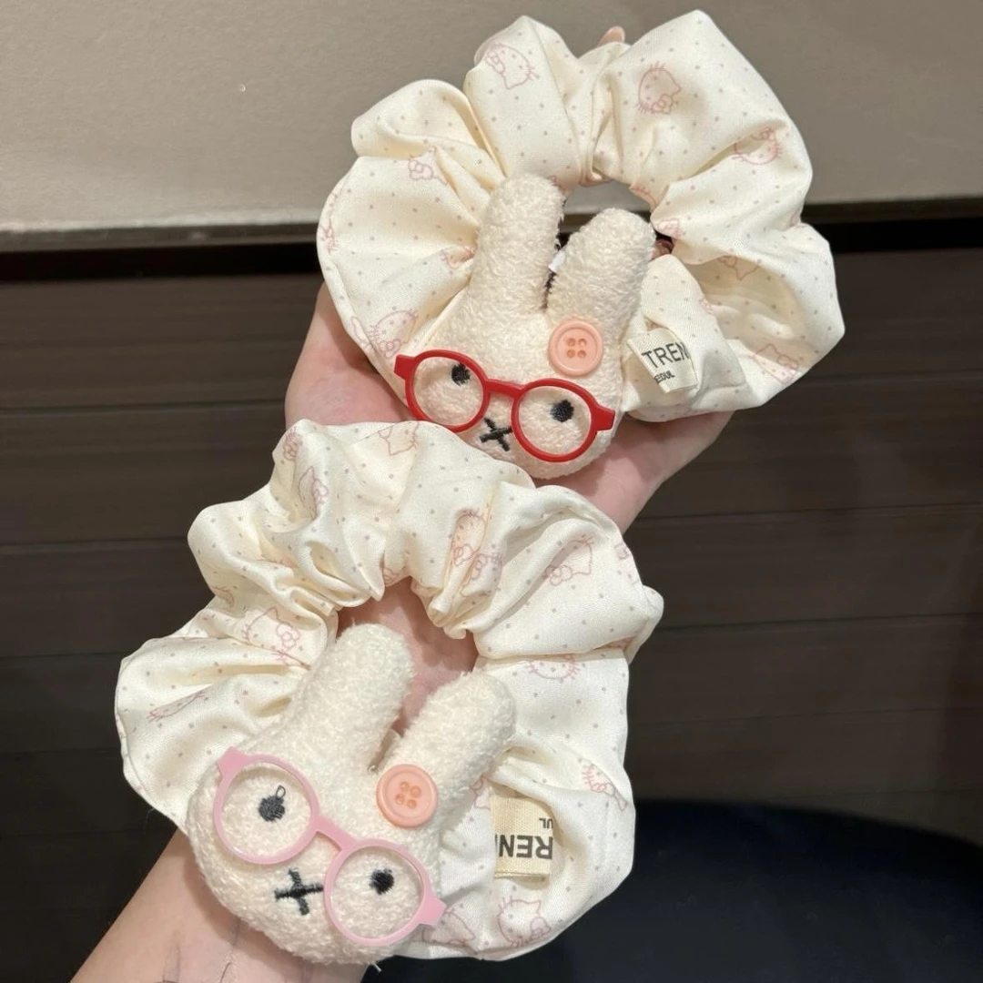 可爱眼镜米菲兔发圈甜妹百搭波点甜美大肠圈超仙少女ins发绳头绳