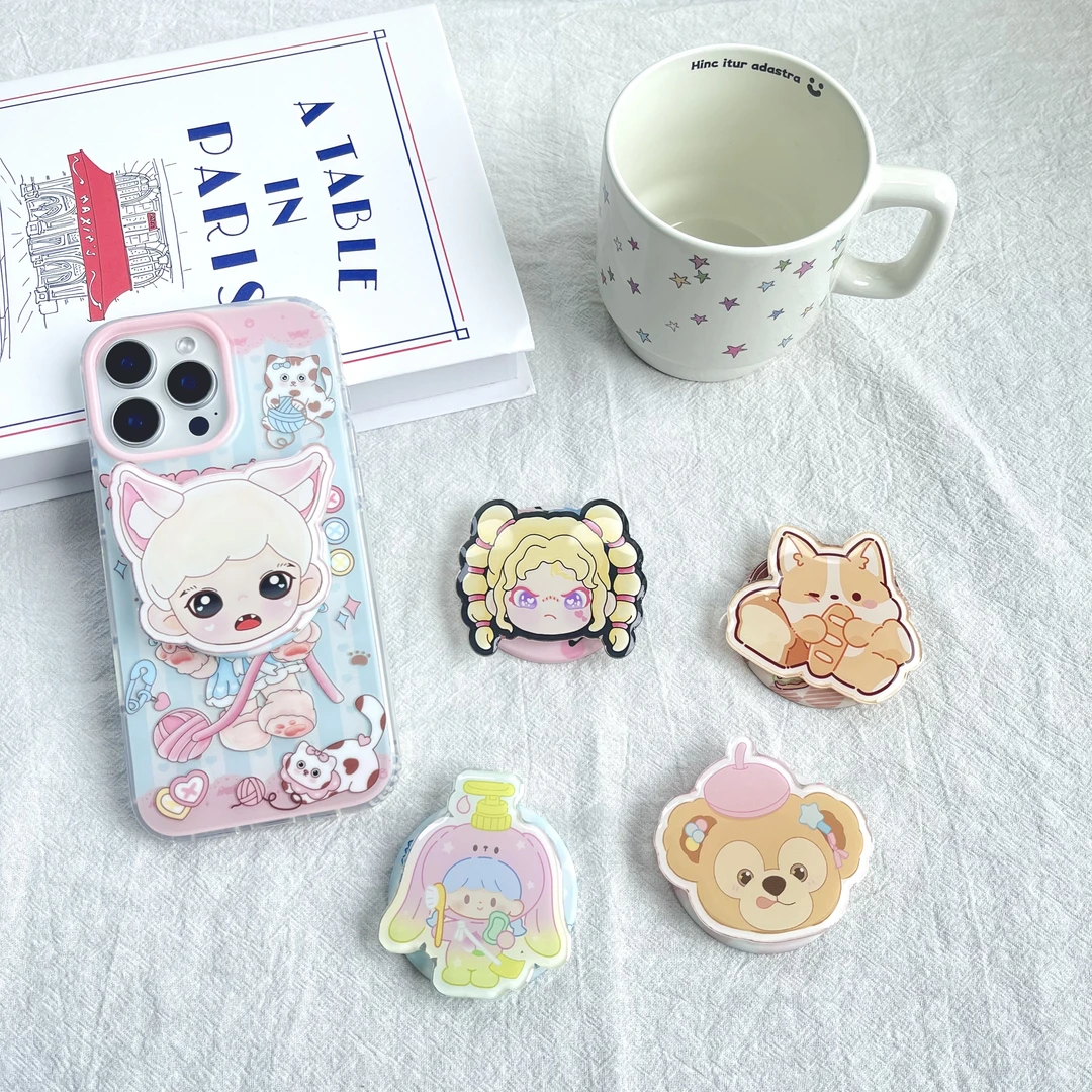 滴胶磁吸支架 IMD双层磁吸手机壳配套滴胶支架 可爱 女款 卡通