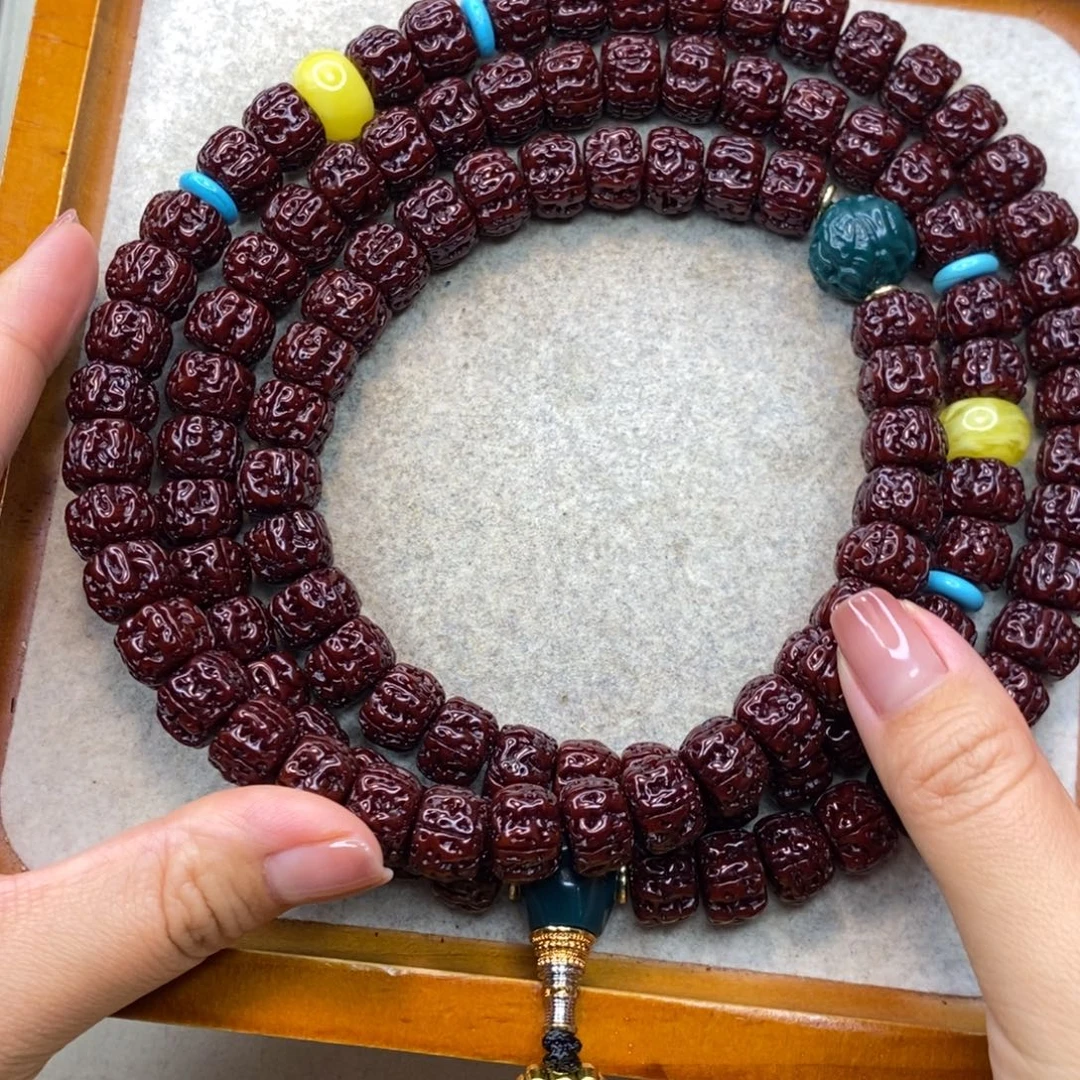 临***定吊坠金刚菩提盘龙108黑金12