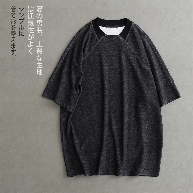 夏季新款日系复古潮流时尚百搭简约休闲宽松纯色短袖T恤男士上衣