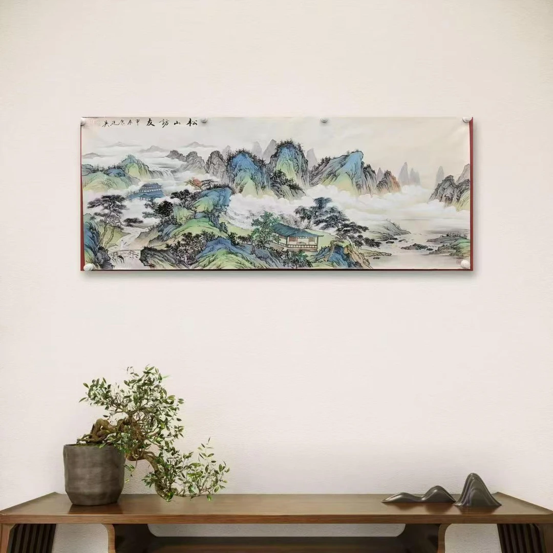 康廷英-手绘国画-1-3-松山访友-小六-宣纸-客厅办公室挂画