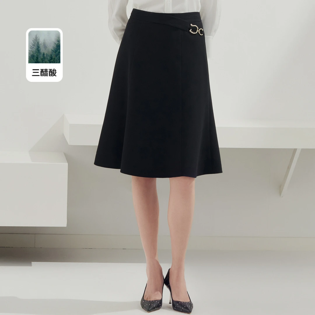 【众心专享价】【醋酸基础通勤】娜尔思.灵不规则腰设计感气质半截裙