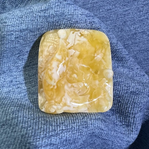 好玉易年年有余事业腾飞白蜜蜡吊坠挂件手工巧雕