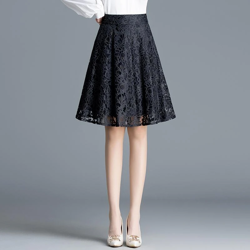 半身裙蕾丝短裙a字裙女2025春季新款高腰显瘦遮胯伞裙小个子中裙