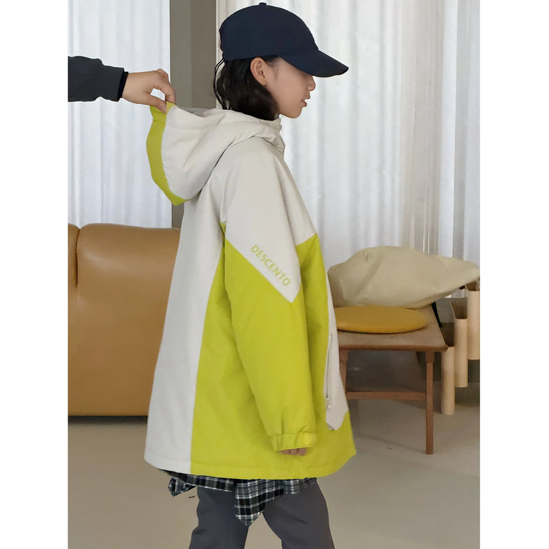 K30285孙小美撞色女童冲锋衣2025新款秋冬装儿童夹棉加厚连帽外套