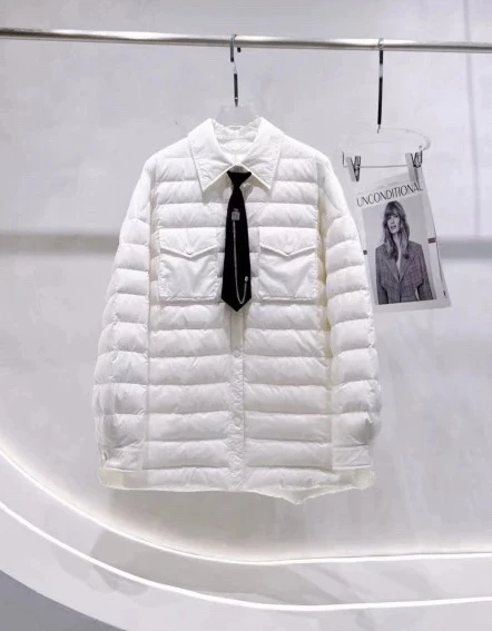 古欧翻领衬衣小香风菱格保暖羽绒服1507