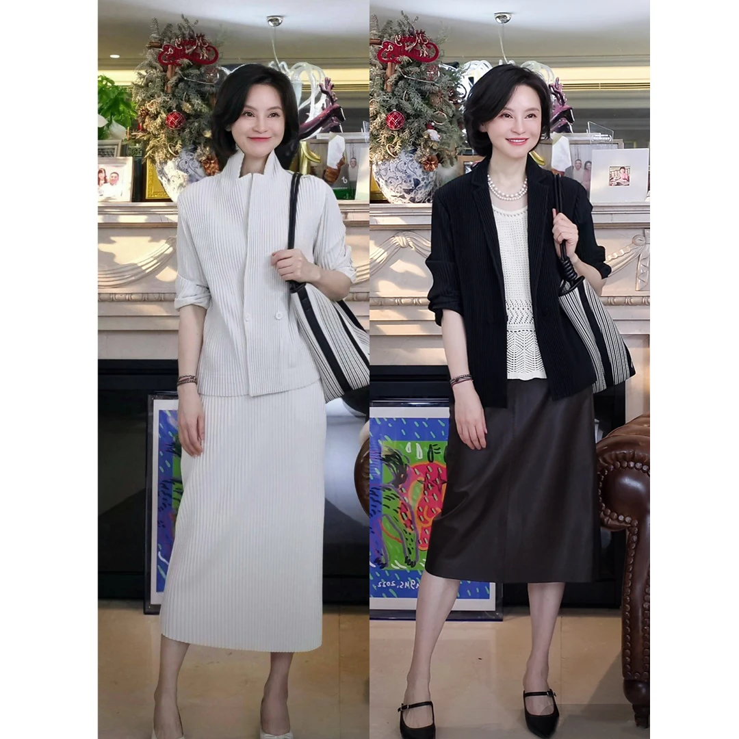 我是摩羯 根津美术馆 日本进口高温压褶时尚春夏百搭西装外套