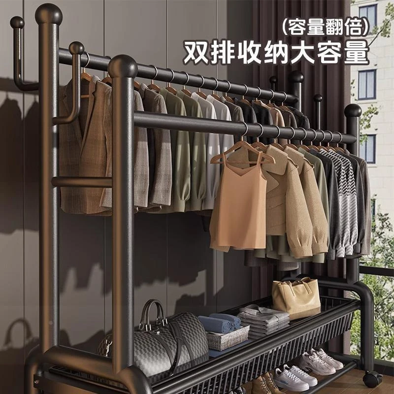 德国可移动衣帽架落地室内挂衣架子多功能家用卧室衣服收纳架子