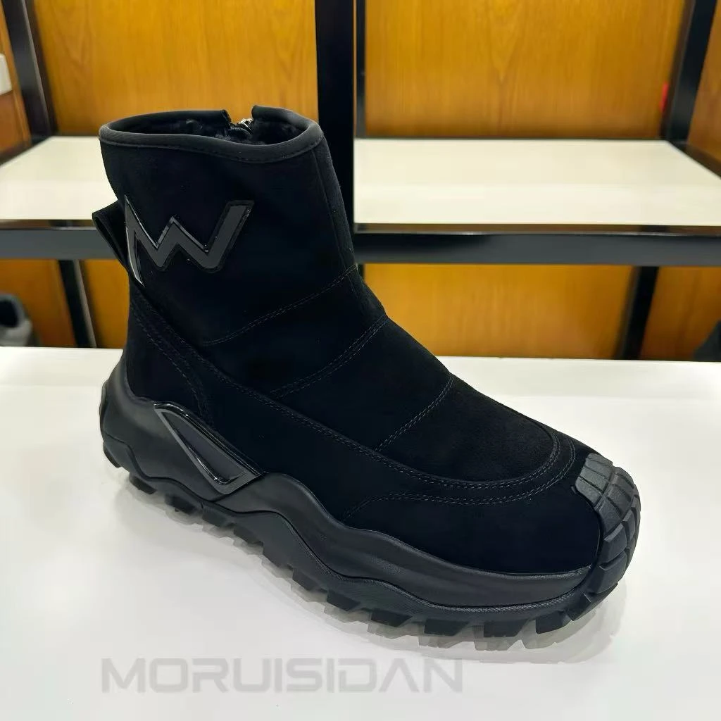 男士皮毛一体雪地靴时尚休闲潮流厚底拉链小众保暖舒适羊毛男鞋