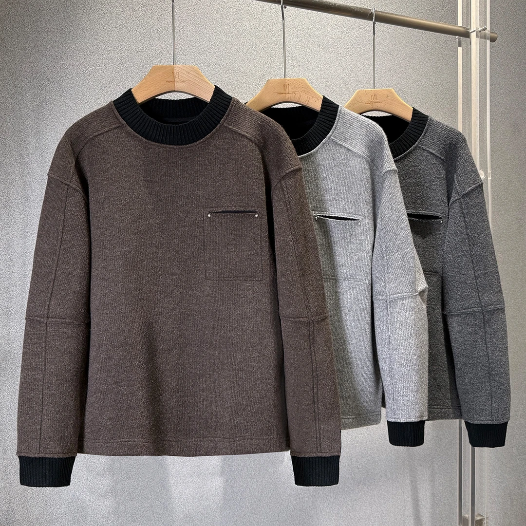 【冬季新品绵羊毛加绒加厚时尚设计拼色圆领卫衣】百搭圆领卫衣5198