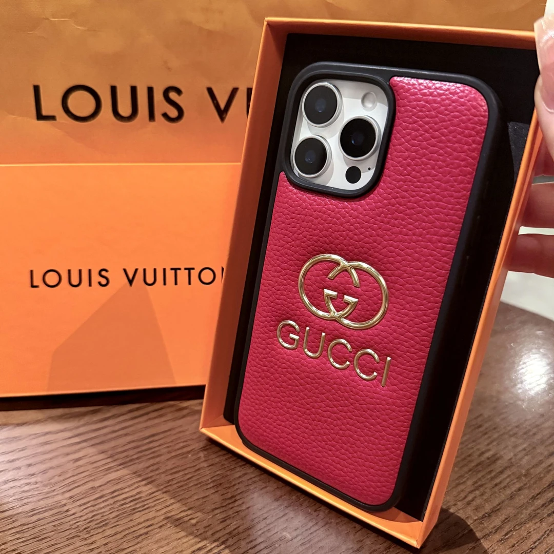 新年喜庆红iPhone16promax手机壳古驰苹果14皮质15pm防摔13适用12