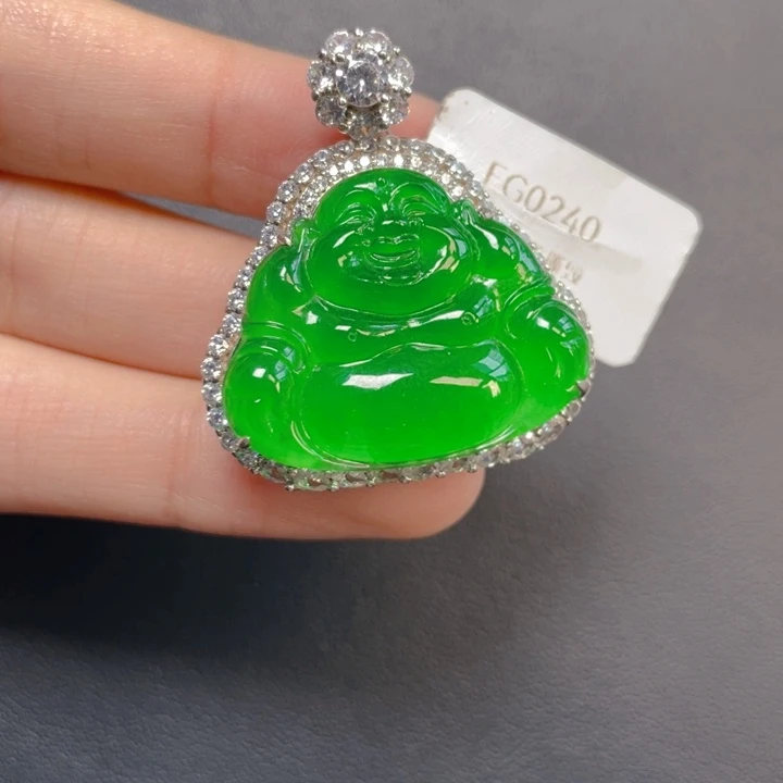 翡翠银S925镶嵌吊坠(不含链)