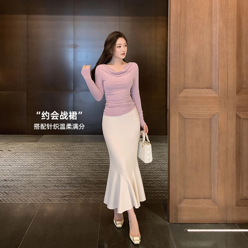 林关关【人鱼曲线】温柔乱麻包臀鱼尾半身裙早秋优雅气质显瘦裙子