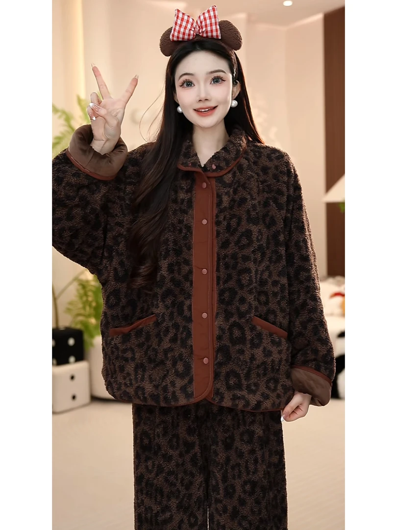 【超保暖】韩版双层超保暖冬季超厚加绒加厚高端保暖家居服睡衣女