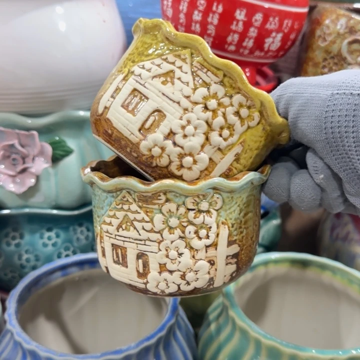 凑9块包邮，有孔陶瓷花盆